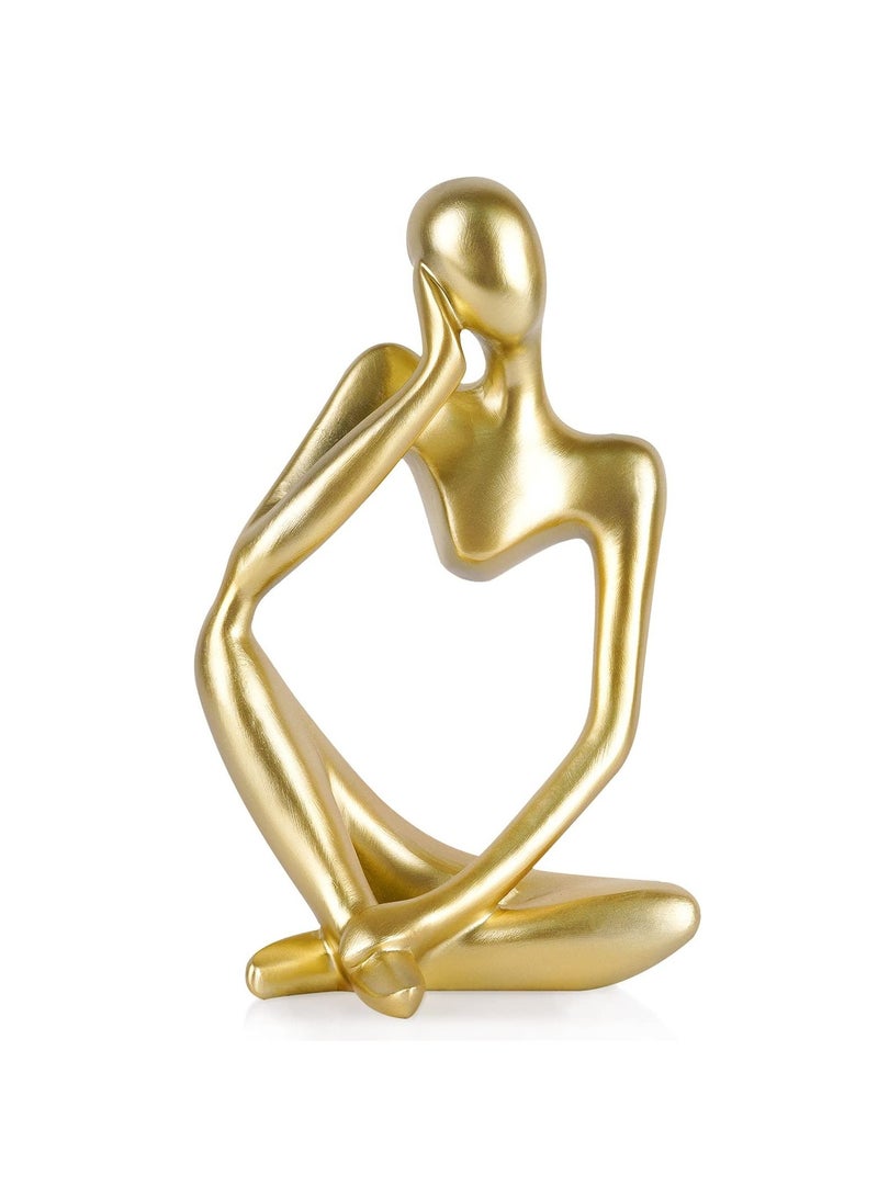 Excefore Black Resin Thinker Style Abstract Sculpture Statue Collectible Figurines Home Office Bookshelf Desktop Decor (Gold-Left) - Image 1