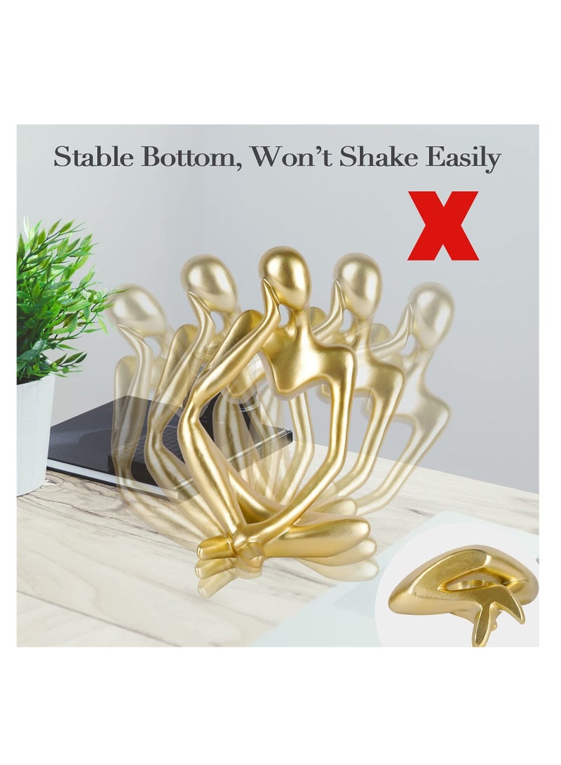 Excefore Black Resin Thinker Style Abstract Sculpture Statue Collectible Figurines Home Office Bookshelf Desktop Decor (Gold-Left) - Image 3