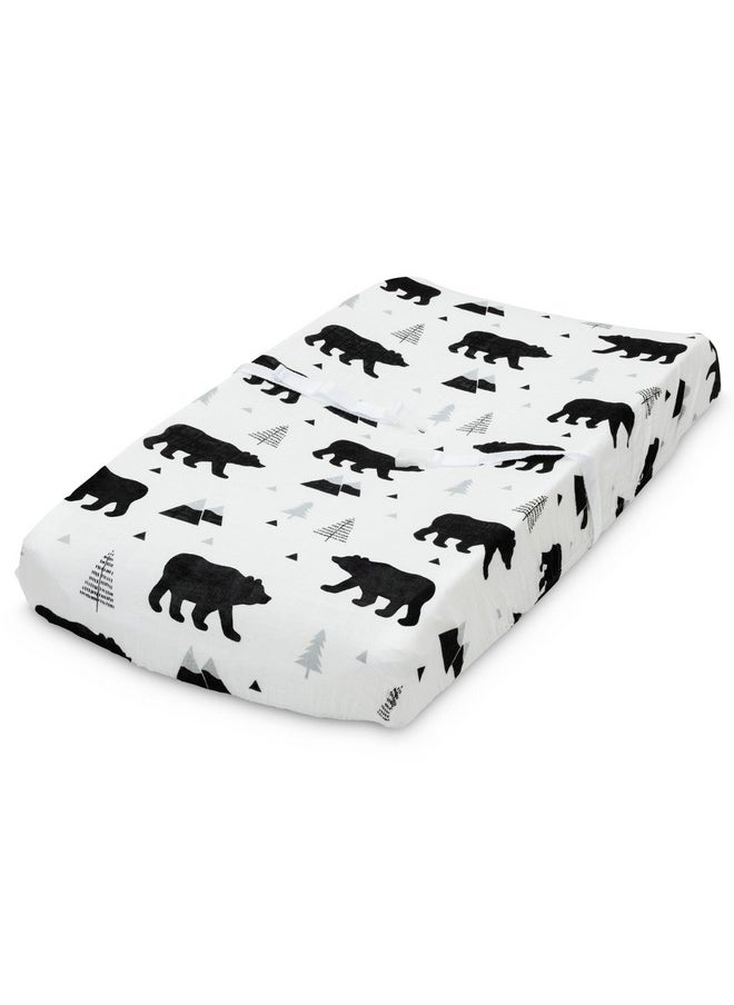 Pondering Pine - Organic Baby Changing Pad Cover - Muslin Fitted Changing Pad Cover For Boys - Soft And Breathable, Baby Bear Woodland, 16”X32” - Image 1