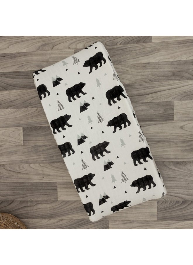 Pondering Pine - Organic Baby Changing Pad Cover - Muslin Fitted Changing Pad Cover For Boys - Soft And Breathable, Baby Bear Woodland, 16”X32” - Image 1