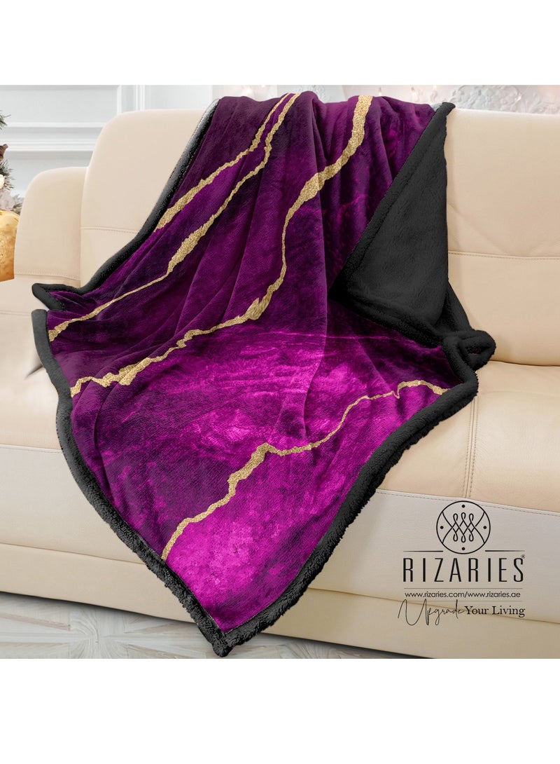 ريزاريز غطاء أريكة تجريدي ناعم باللونين الأرجواني والذهبي - Image 1