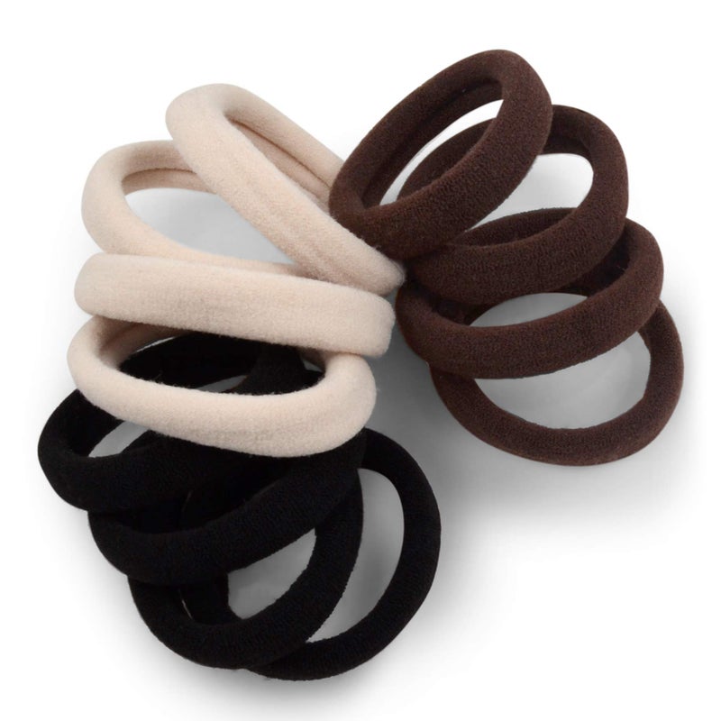 Cyndibands Seamless Hair Ties  Neutral Colors  Gentle Hair Ties No Damage Standard Size 15 Inch Soft and Stretchy Nylon Fabric Ponytail Holders  12 Count
