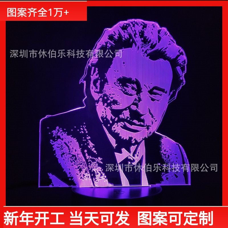 Star Johnny Hardaway 3D Night Light Creative Usb Colorful Gradient Touch Remote Control Led Table Lamp Gift - Image 2