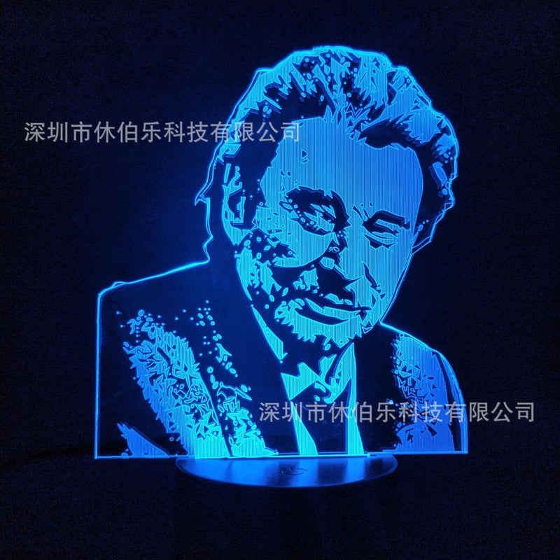 Star Johnny Hardaway 3D Night Light Creative Usb Colorful Gradient Touch Remote Control Led Table Lamp Gift - Image 3