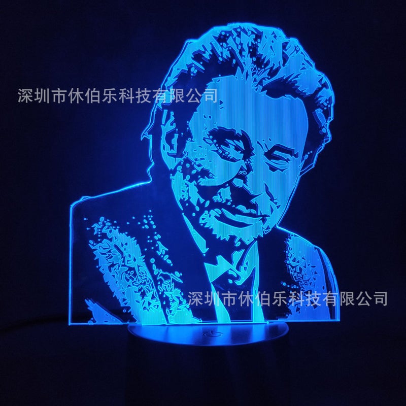 Star Johnny Hardaway 3D Night Light Creative Usb Colorful Gradient Touch Remote Control Led Table Lamp Gift - Image 5