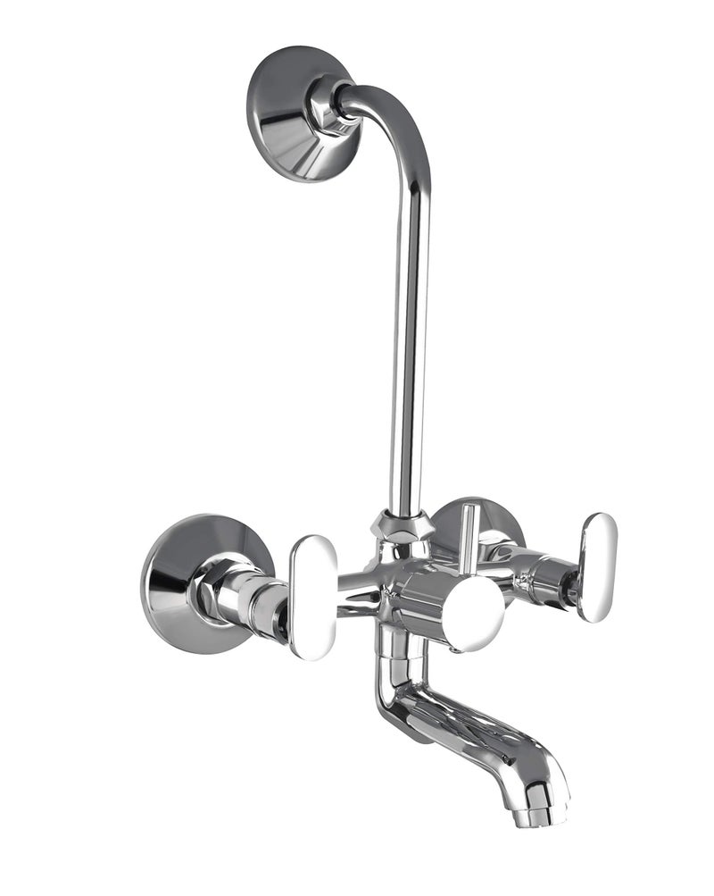 10X Brass Wall Mixer 2 in 1 for Bathroom WM-5502 with Provision for Overhead Shower with Long Bend Pipe Chrome Plated - Image 5