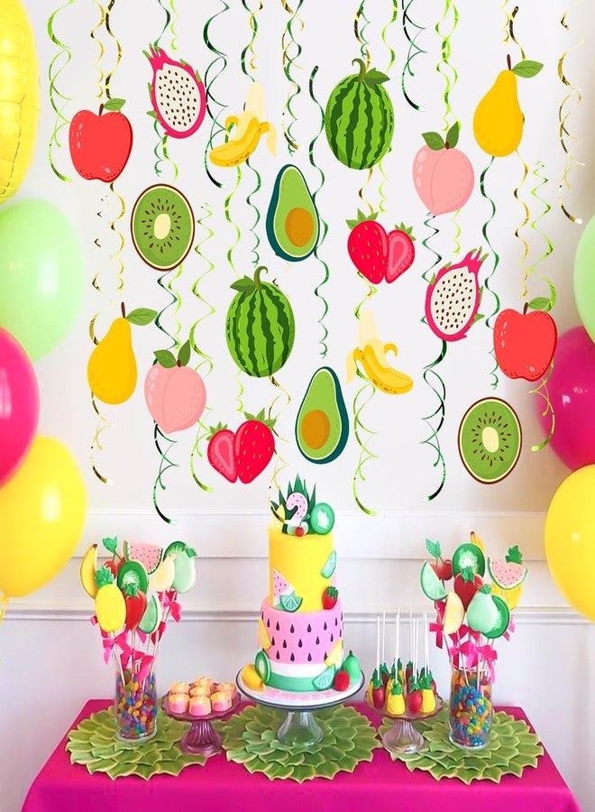 Kinyanco 30PCS Fruit Hanging Swirls Decorations Twotti Frutti Birthday Party Decor Summer Tropical Fruit Themed Ceiling Streamer for Birthday Baby Shower Party Supplies - Image 5