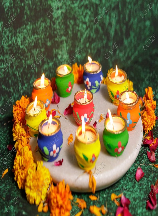 CLUZE Handmade Matki Candles Diwali Gift Set - Diwali Clay Pot with Wax Candles - Decoration Items for Home Decor (Pack of 5) - Image 1