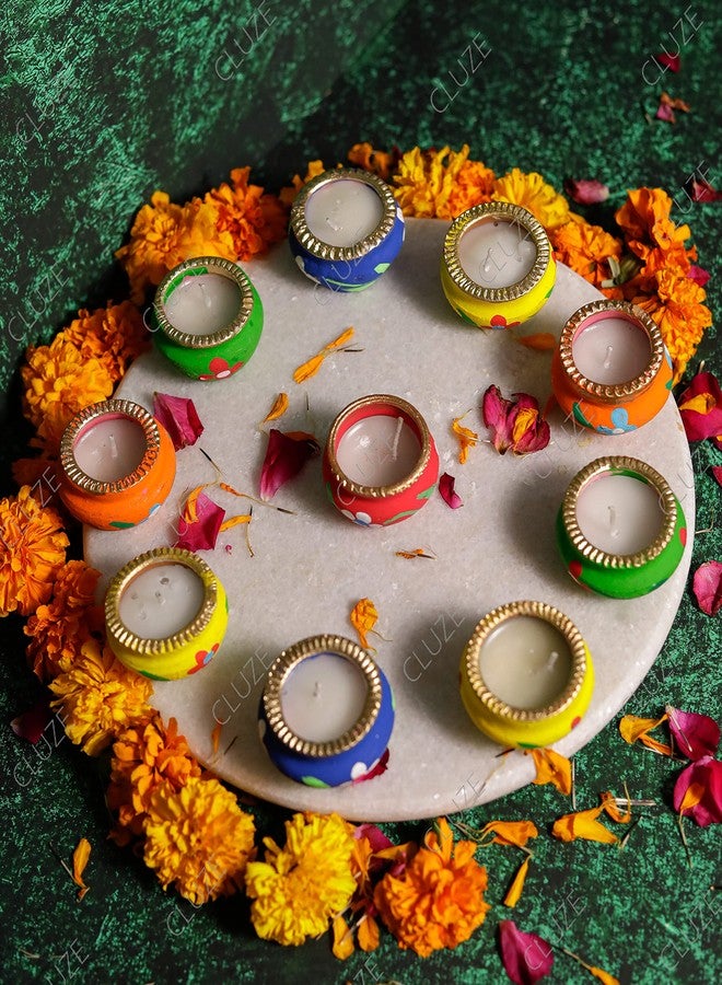 CLUZE Handmade Matki Candles Diwali Gift Set - Diwali Clay Pot with Wax Candles - Decoration Items for Home Decor (Pack of 5) - Image 3