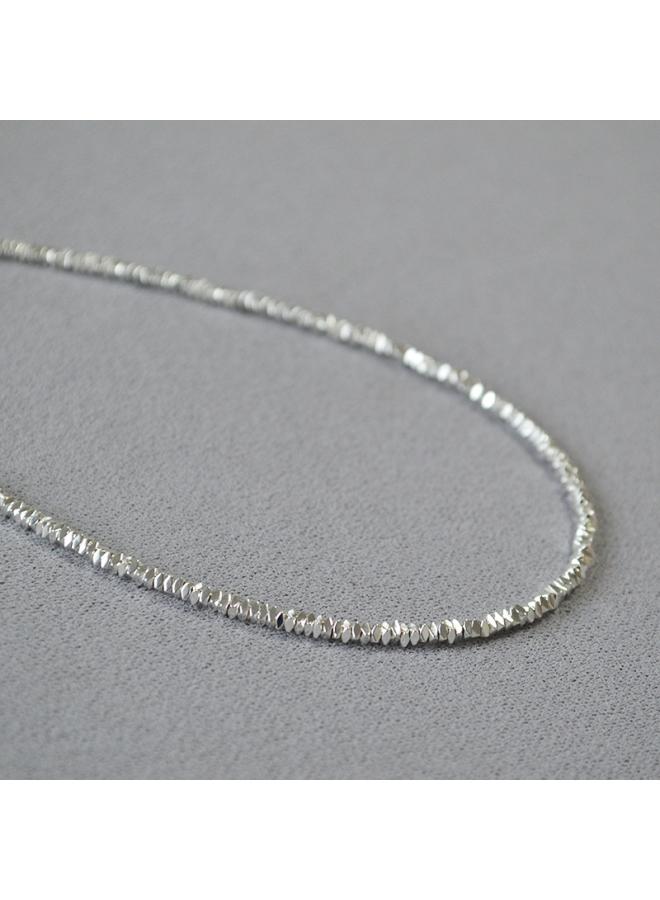 And Korean-style Niche Shiny Silver Chamfered Square Beads Broken Silver Fashionable Simple Elegant Short Thin Necklace Collarbone Chain For Women