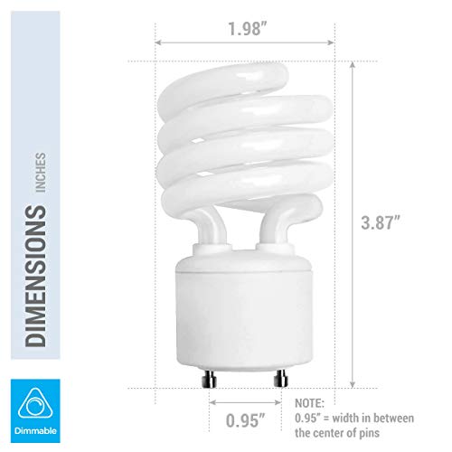 KOR (4 Pack) 13 Watt Mini Spiral - GU24 Base - (60W Equivalent) - T2 Mini-Twist - CFL Light Bulb (Bright White (5000K), CFL) - Image 4