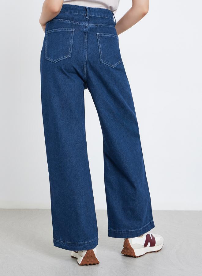 ستايلي جينز واسع الساق بخصر مرتفع قابل للتمدد - Image 4