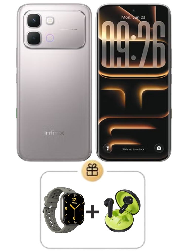 إنفينيكس نوت إيدج ثنائي الشريحة لونا تيتانيوم 8GB 256GB 5G - نسخة الشرق الأوسط مع XWatch H4 رمادي - Image 1