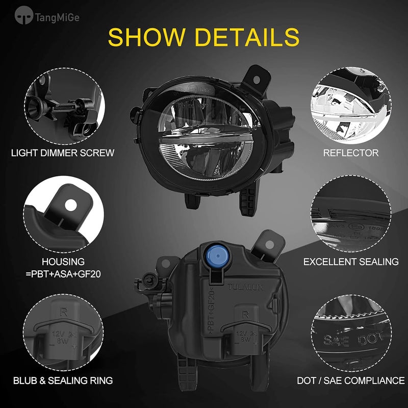 TangMiGe LED Fog Lights for BMW 2 3 4 Series (2012-2020) - Smoke Lens, 1 Pair - Image 4