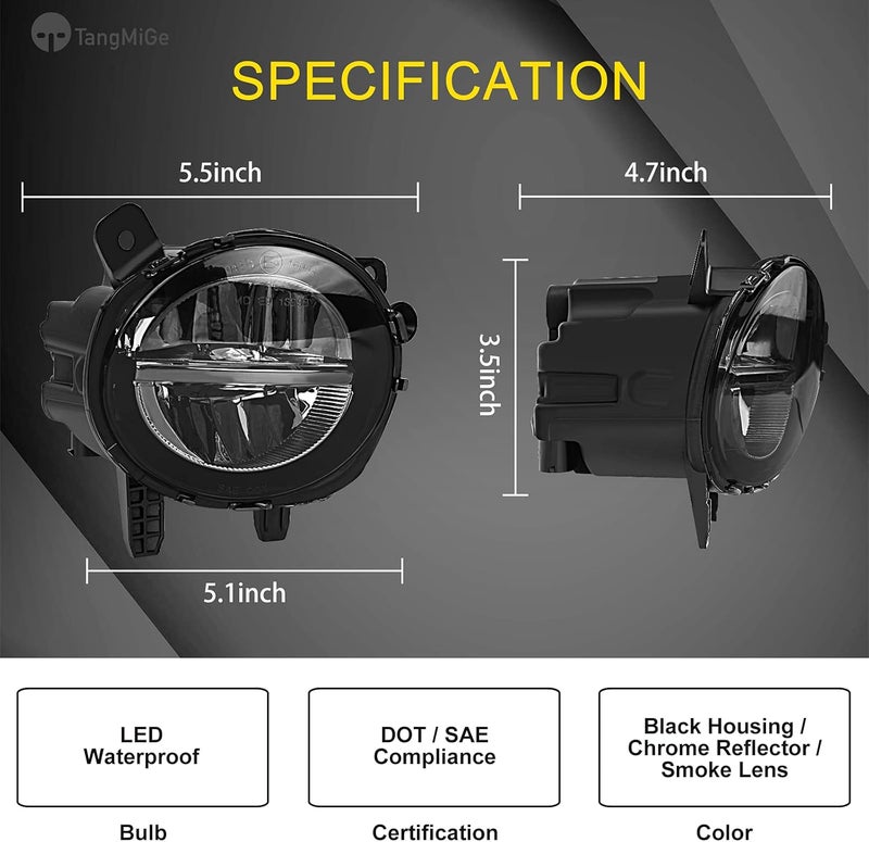 TangMiGe LED Fog Lights for BMW 2 3 4 Series (2012-2020) - Smoke Lens, 1 Pair - Image 3