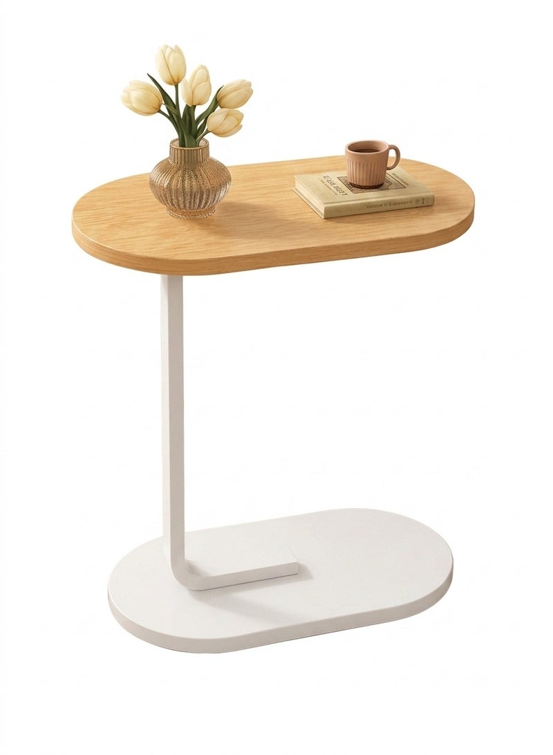 Small side table wooden C-shaped with a metal frame modern and simple tea and coffee table - Image 1