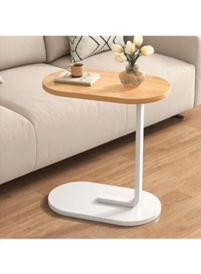 Small side table wooden C-shaped with a metal frame modern and simple tea and coffee table - Image 2