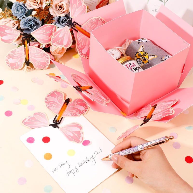 XLSXEXCL Butterfly Explosion Gift Box, Flying Butterfly Surprise Box for Birthday, Wedding, Anniversaries, Christmas (Pink) - Image 4