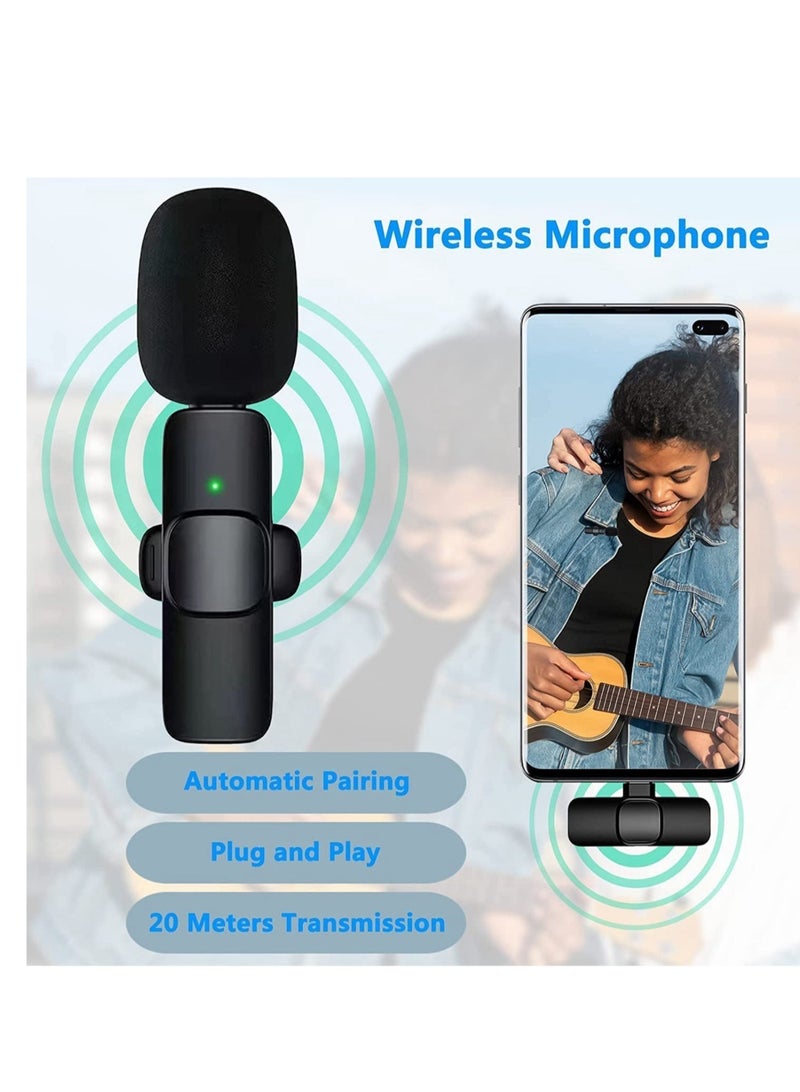 Wireless Lavalier Microphone Suitable for Lightning and Type C Interface Mobile Phones Black - Image 2