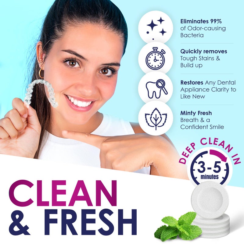 Lifebox Essentials Retainer Cleaner Tablets - 120 Denture Cleaning Tablets & Aligner Cleaner - Removes Odors & Stains â€“ For Aligners, Retainers, Dentures, Night Guards - Mint Flavor - Image 3