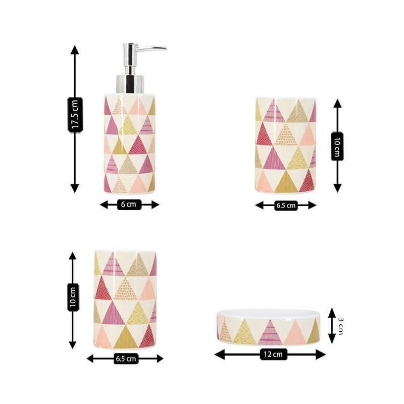 Kookee Ceramic Bathroom Set Stylish 4 Piece Bath Accessories Kit with Soap Dispenser Toothbrush Holder Tumbler Soap Dish Modern Designer Decor for Home Guest Bathrooms Multicolor 8165 - Image 5