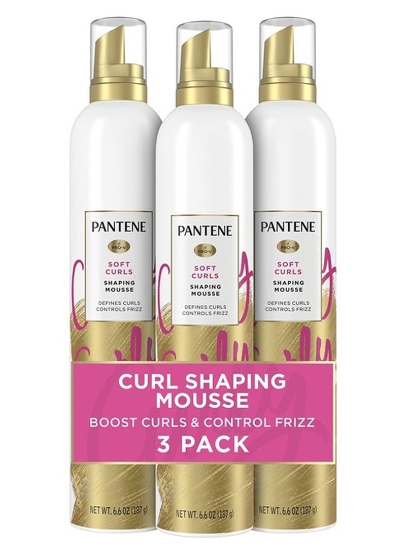 Pantene Curl Mousse For Curly Hair, Tames Frizz for Soft Touchable Curls, 6.6 Ounce (Pack of 3) - Image 1