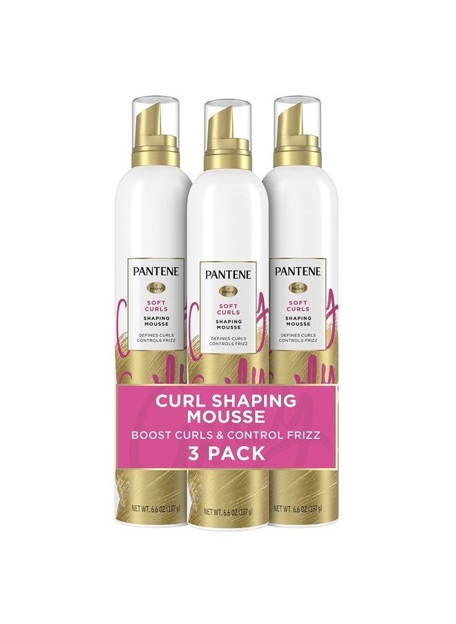 Pantene - Curl Mousse For Curly Hair, Tames Frizz for Soft Touchable Curls, 6.6 Ounce (Pack of 3) - Image 1