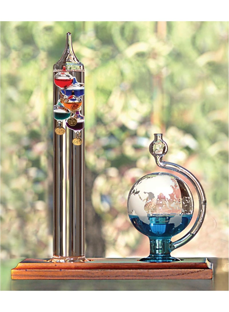 Acurite AcuRite 00795A2 Galileo Thermometer with Glass Globe Barometer, Barometer Set, Glass/Wood, 3 - Image 3