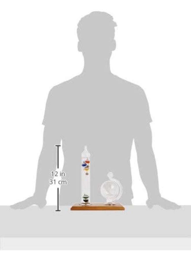 Acurite AcuRite 00795A2 Galileo Thermometer with Glass Globe Barometer, Barometer Set, Glass/Wood, 3 - Image 2