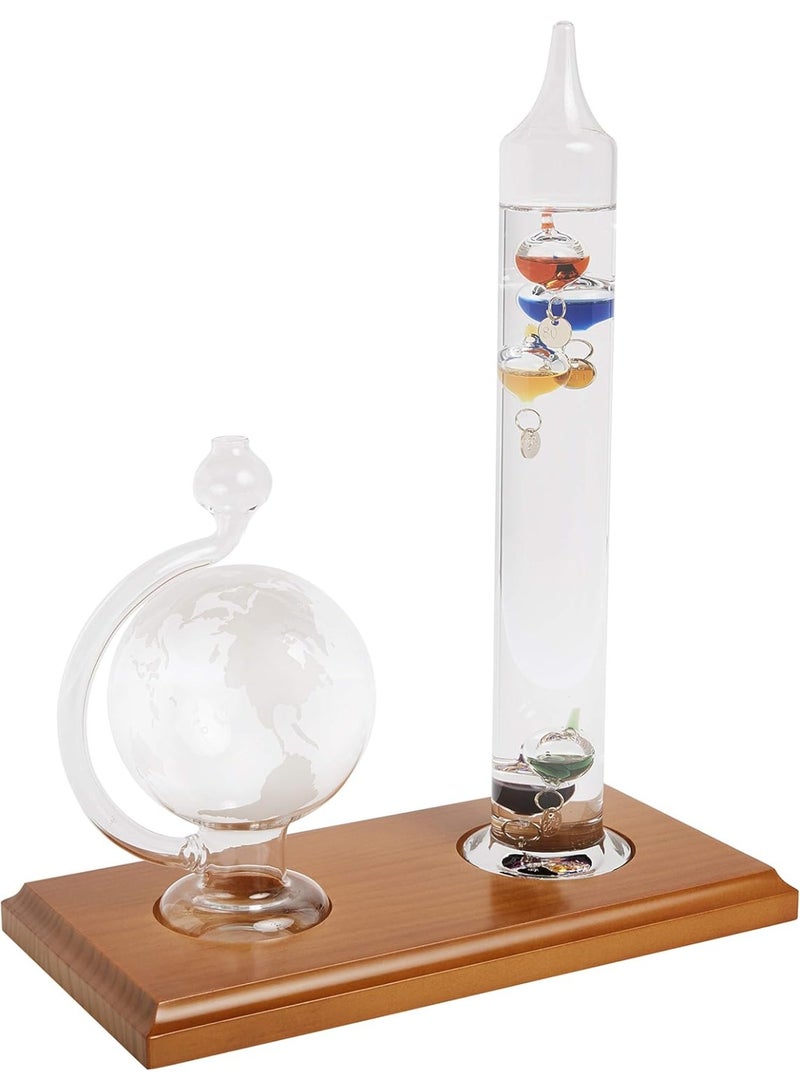 Acurite AcuRite 00795A2 Galileo Thermometer with Glass Globe Barometer, Barometer Set, Glass/Wood, 3 - Image 4