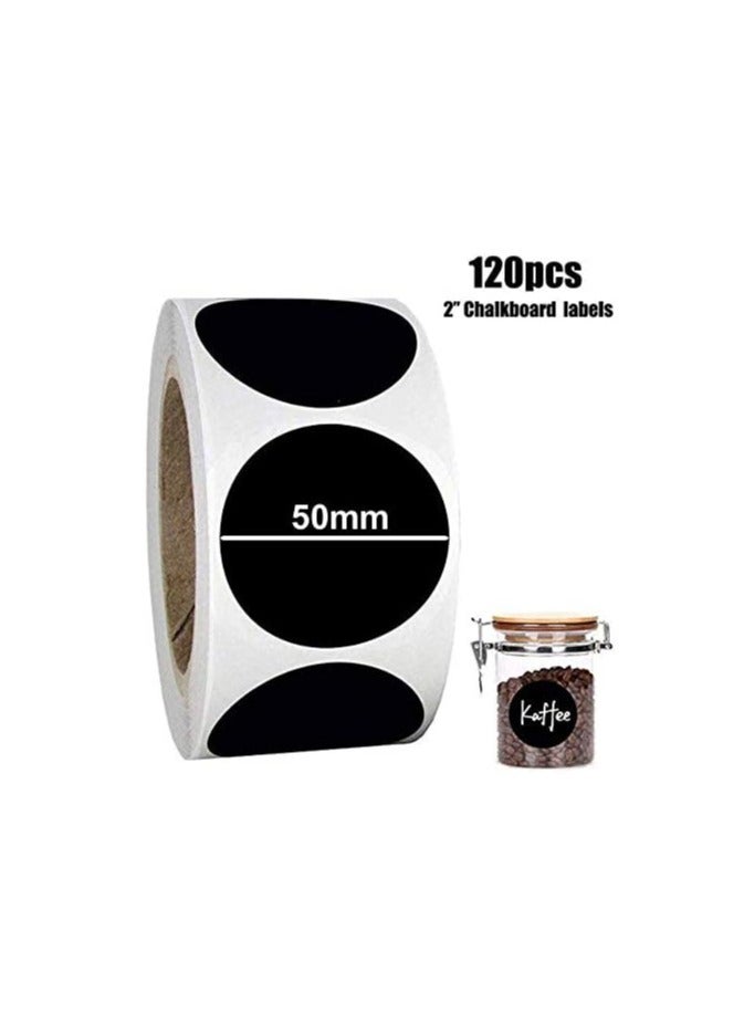 بريميفي 120 ملصق سبورة مستديرة مقاومة للماء مع قلم تحديد للبرطمانات - Image 2