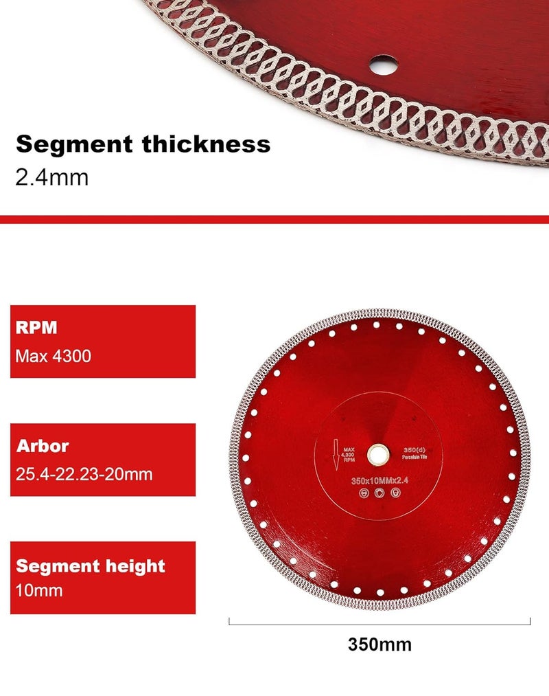 Casaverde 14" Diamond Turbo Saw Blade with 1" Arbor for Granite,Marble,Brick,Masonry,Paving Flag,Concrete - Image 4