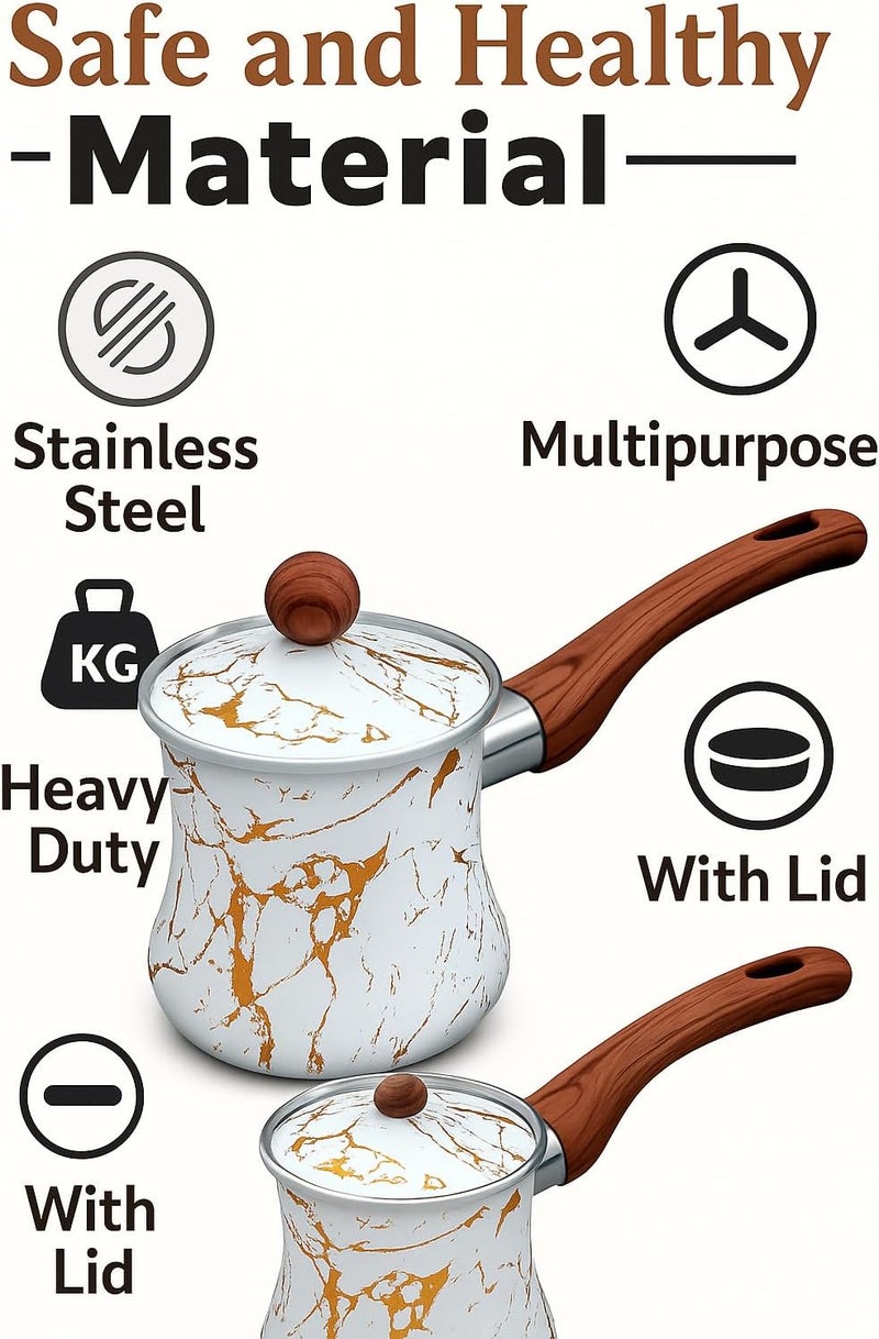 Fitto Turkish Coffee Pot, Ibrik, Stainless Steel, With Lid, Heavy-Duty, Multipurpose - Image 3
