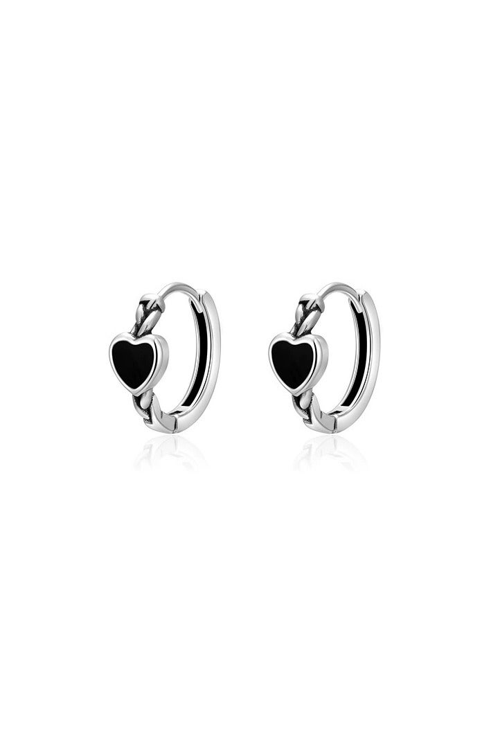 Goolsky Black Heart Stud Earrings for Women – Minimalist Niche Design, High-End Ins Cool-Tone Style, Versatile Everyday Jewelry  - Image 3