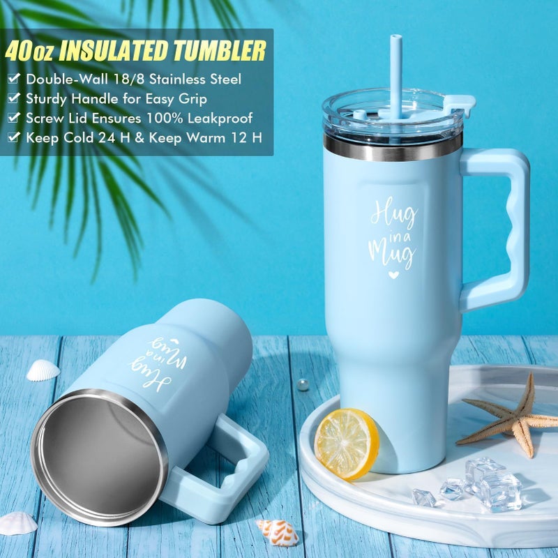 Qinline Birthday Gifts for Women Self Care Get Well Soon Gifts, Ocean Relaxing Spa Kit Bath Gift Basket Care Package w/ Flannel Blanket 40 OZ Tumbler, Mother's Day Gift for Mom Her Wife Girlfriend Sister - Image 4