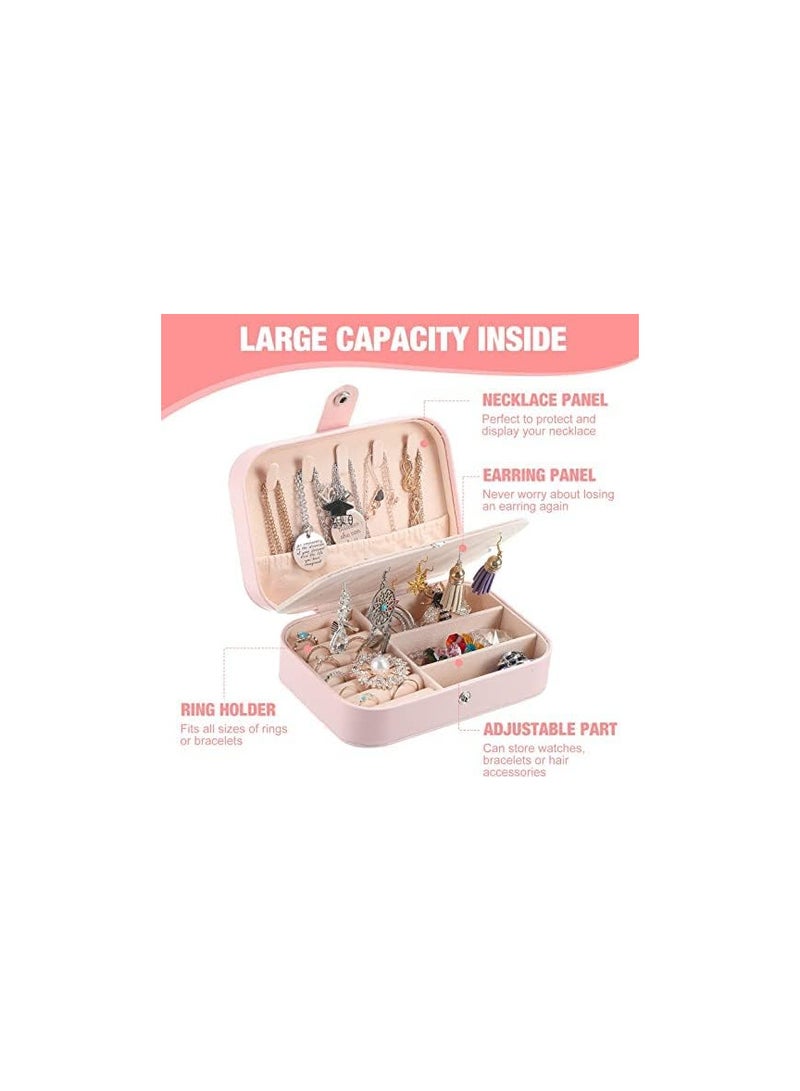 FLYNGO FLYNGO PU Leather Jewellery Organisers Box Jewelry Organizer for Women Travel Ring, Pendant, Earring, Necklace Storage Case (Pink)  - Image 2