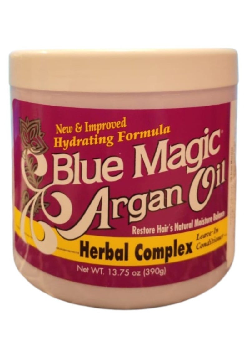 بلو ماجيك بلسم بزيت الارجان مركب عشبي بدون شطف استعادة توازن الرطوبة الطبيعية للشعرمصنوع من زيت الارجان النقي - 390 غرام