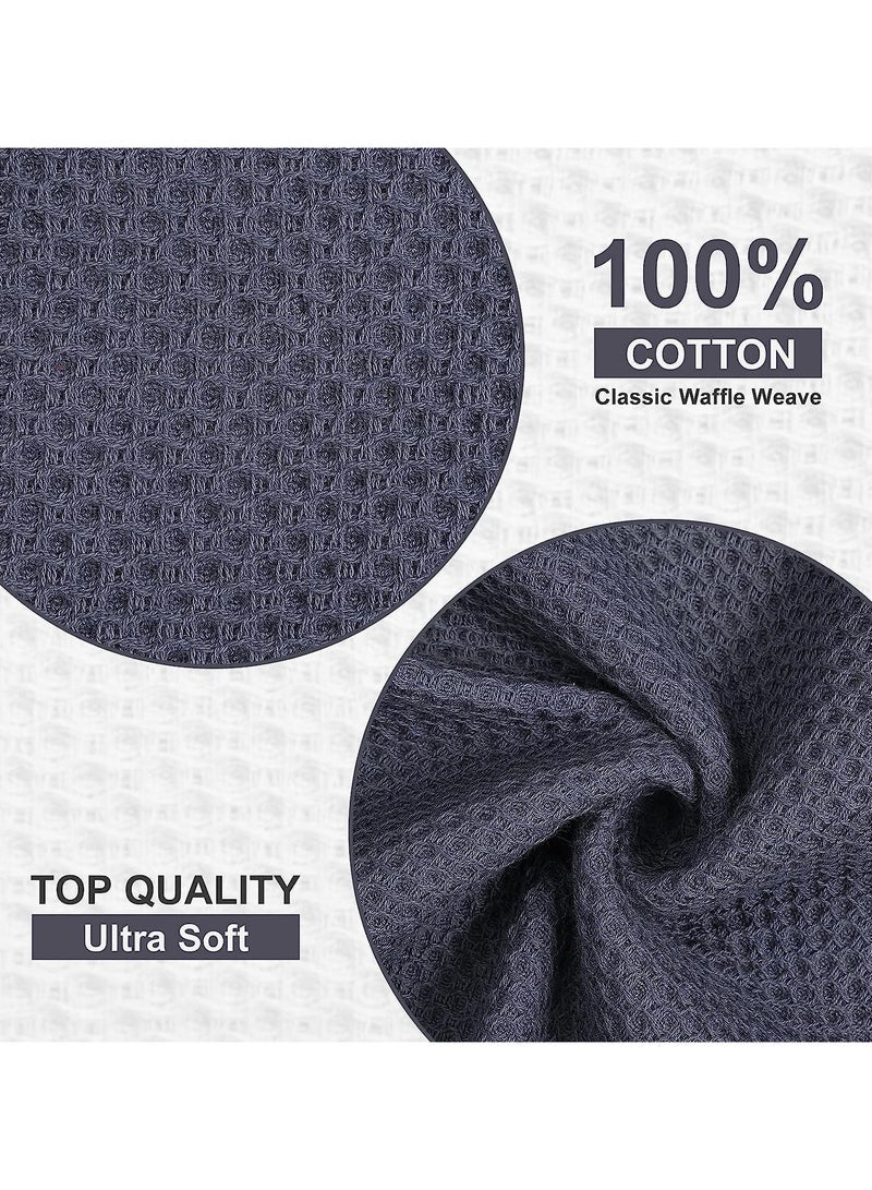 Fasola 6 Pack 100 Percent Cotton Kitchen Dish Cloths Waffle Weave Kitchen Towels and Dishcloths Set Soft Absorbent Hand Towel Washcloths 12 x 12 Inches Multicolour for Daily Home Use - Image 3