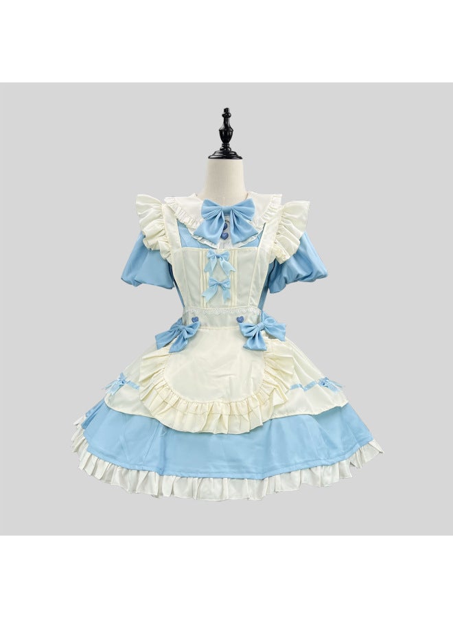 French Sweet Cute Lolita Lolita Soft Girl Tight Waist Dress Flying Sleeve A Elegant Maid Dress
