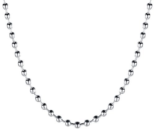 Cutesmile Fashion Jewelry 925 Sterling Silver 2mm Beads Chain Necklace for Men Women(18 Inches) - Image 1