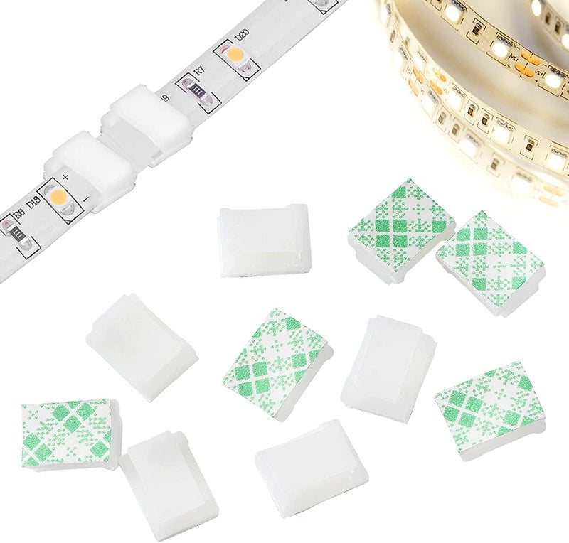 KASTWAVE 100 Pcs Light Strip Mounting Clips White Self Adhesive Led Light Fasteners Mounting Holder Cable Clamp Organizer For 8Mm Light Strip (8Mm) - Image 5