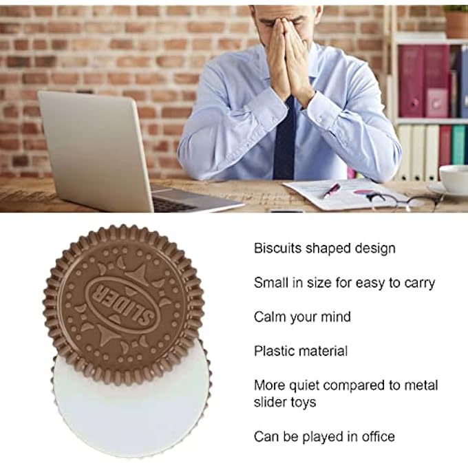 KOSDFOGE Magnetic Push Slider Toy Relax Stress Relief Biscuits Shaped Sensory Distraction for Anxiety ADHD Office Use (Brown) - Image 3