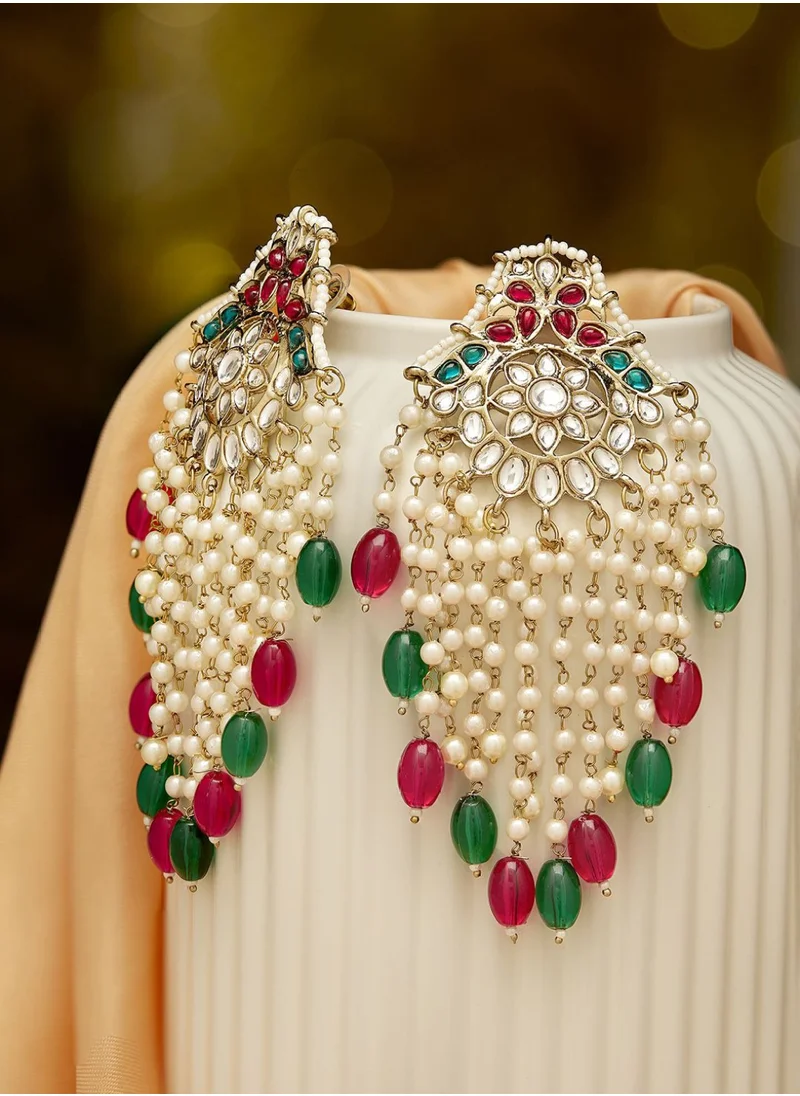 Priyaasi Kundan Studded Contemporary Chandbalis