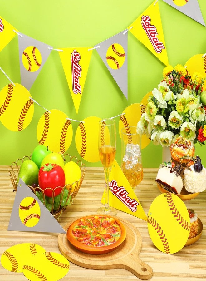 Tinlade 4 Pieces Softball Party Decorations Softball Party Banners Bunting Hanging Banners Paper Garlands Favors for Sports Theme Birthday (Bright Style) - Image 3