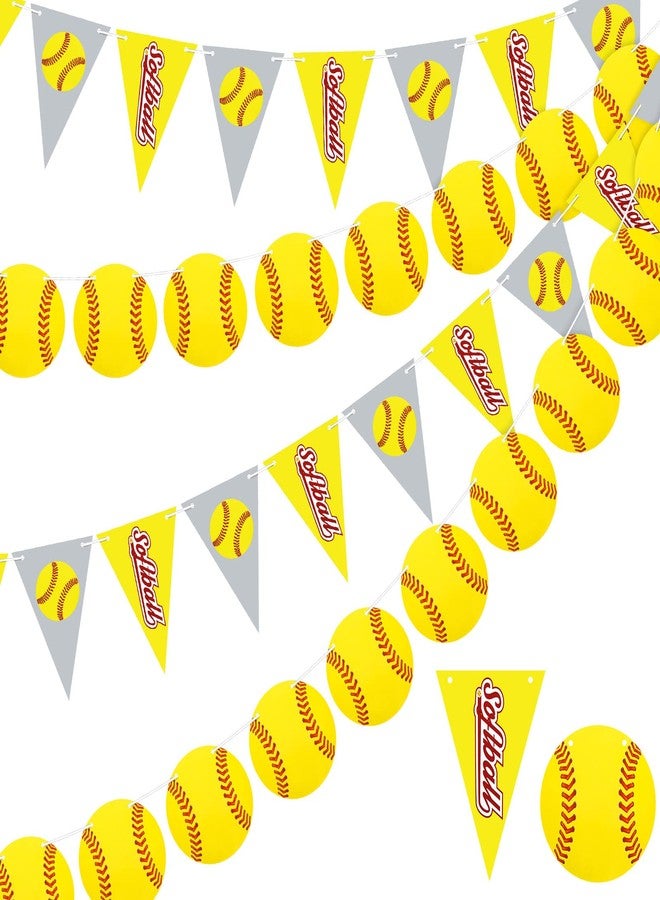 Tinlade 4 Pieces Softball Party Decorations Softball Party Banners Bunting Hanging Banners Paper Garlands Favors for Sports Theme Birthday (Bright Style) - Image 1