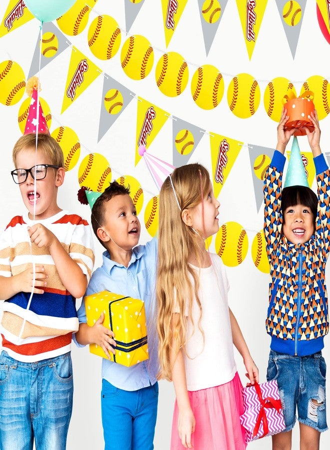 Tinlade 4 Pieces Softball Party Decorations Softball Party Banners Bunting Hanging Banners Paper Garlands Favors for Sports Theme Birthday (Bright Style) - Image 5