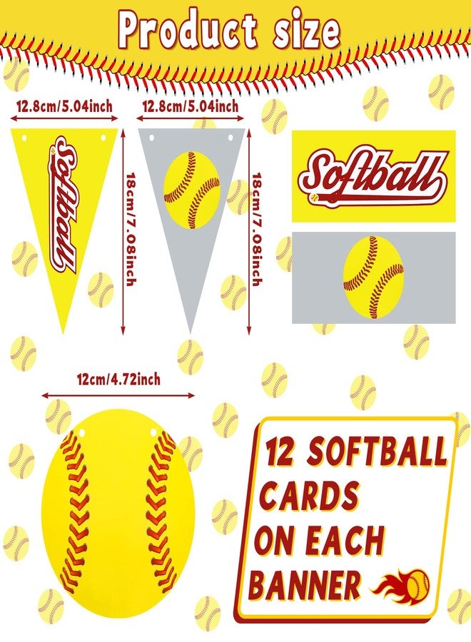 Tinlade 4 Pieces Softball Party Decorations Softball Party Banners Bunting Hanging Banners Paper Garlands Favors for Sports Theme Birthday (Bright Style) - Image 2