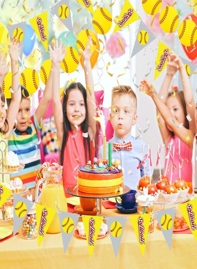 Tinlade 4 Pieces Softball Party Decorations Softball Party Banners Bunting Hanging Banners Paper Garlands Favors for Sports Theme Birthday (Bright Style) - Image 4