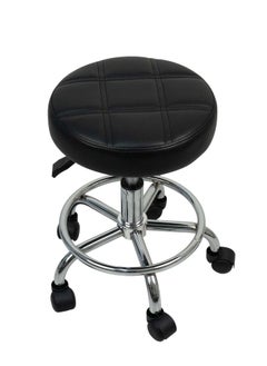 Meishida Pully Stool Bar Chair Round Rolling Stool Chair with Faux Leather Height Adjustable for Salon, Office, Home and  Lab (Black)  - Image 1