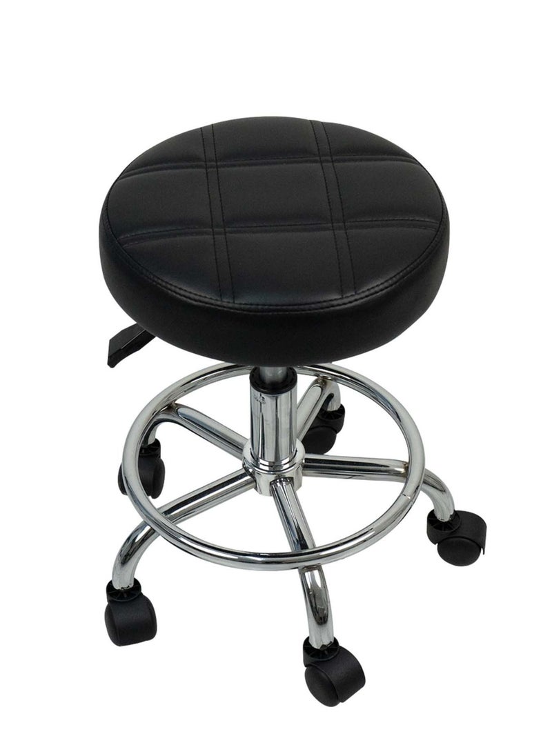 Meishida Pully Stool Bar Chair Round Rolling Stool Chair with Faux Leather Height Adjustable for Salon, Office, Home and  Lab (Black)  - Image 1